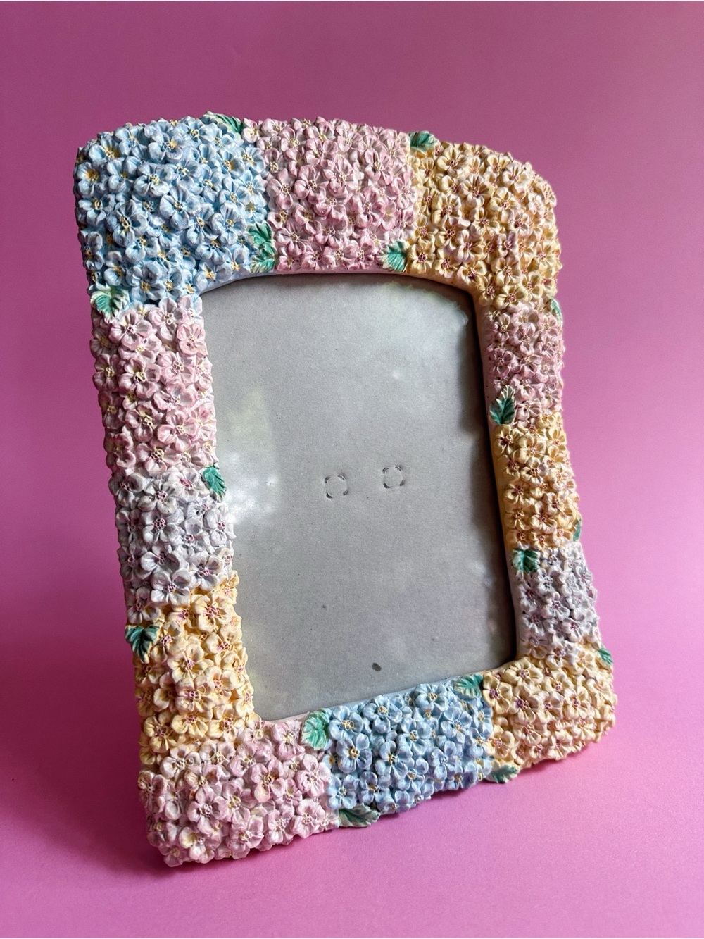 Vintage Pastel Floral Resin Picture Frame - Pink, Blue, Yellow